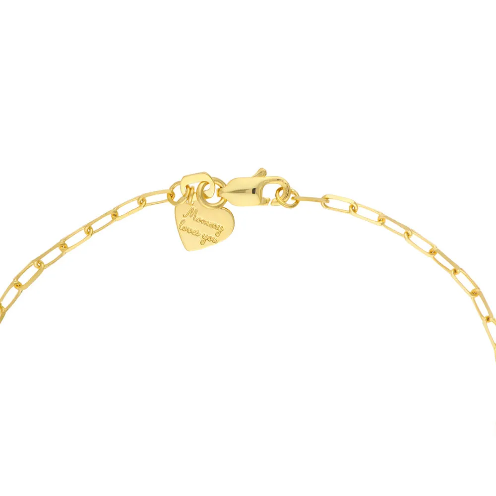 14k Child's Paper Clip Chain Crown & Heart Bracelet