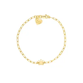 14k Child's Paper Clip Chain Crown & Heart Bracelet