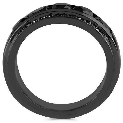 14K Solid Gold Black Rhodium Plated Mens Diamond Ring with White and Black Diamonds 3.50  Ctw