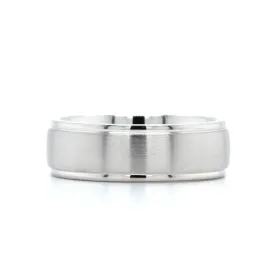14K White Gold 7.5mm Brushed Finish Band