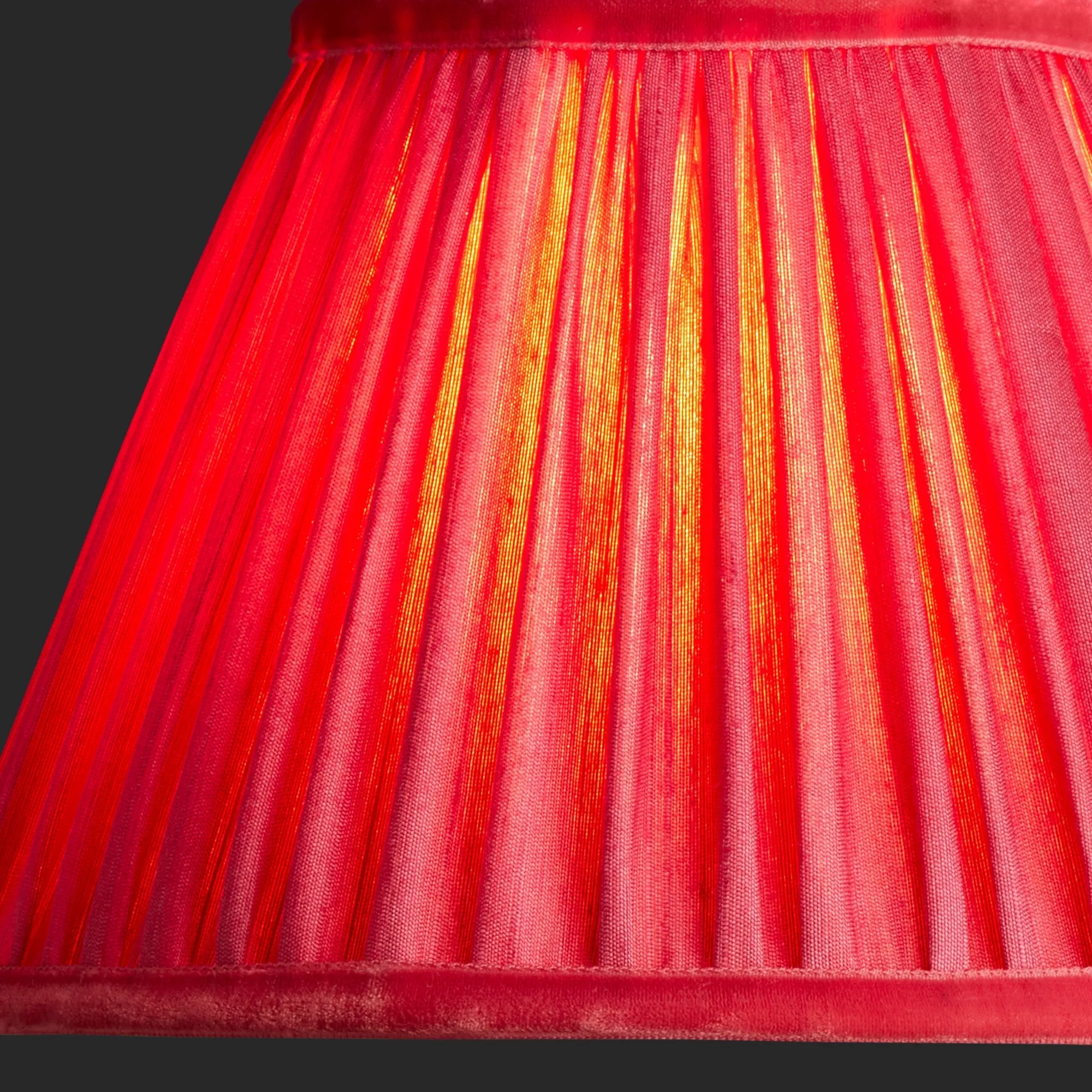 16cm empire shade in ruby silk with velvet tape