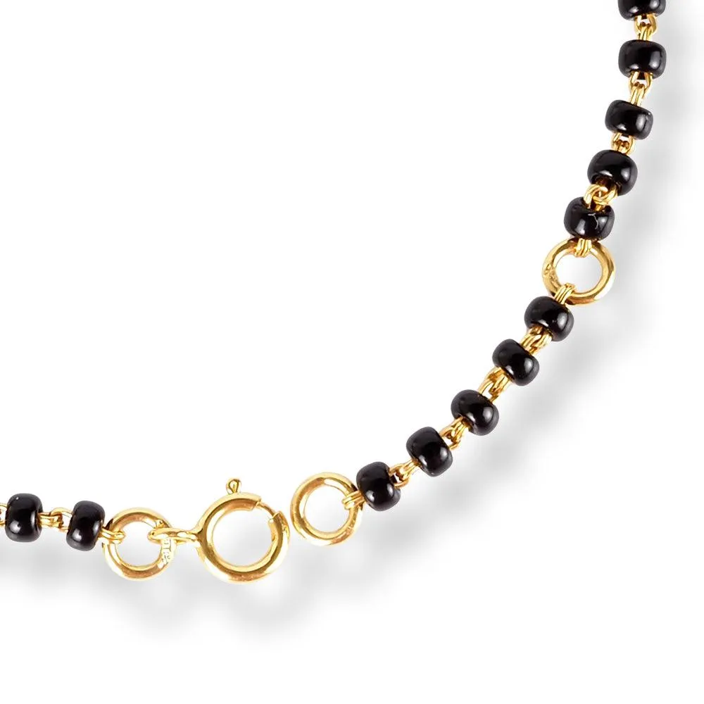 18ct Yellow Gold / 18ct White Gold Diamond Adjustable Children's Bracelet with Small Feet and Black Beads MCS4275