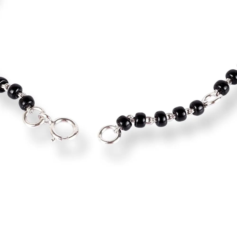 18ct Yellow Gold / 18ct White Gold Diamond Adjustable Children's Bracelet with Small Feet and Black Beads MCS4275