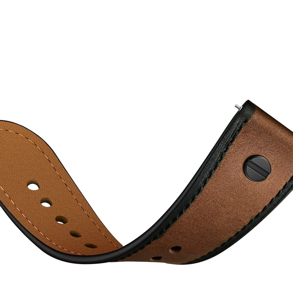 20mm Universal Leather Strap with Screw (Dark Brown)