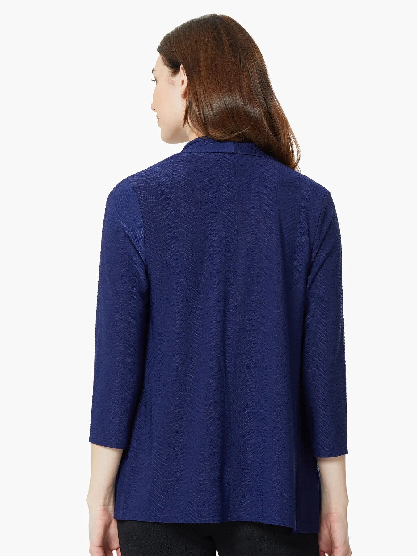 3/4 Sleeve Open Front Textured Knit Cardigan