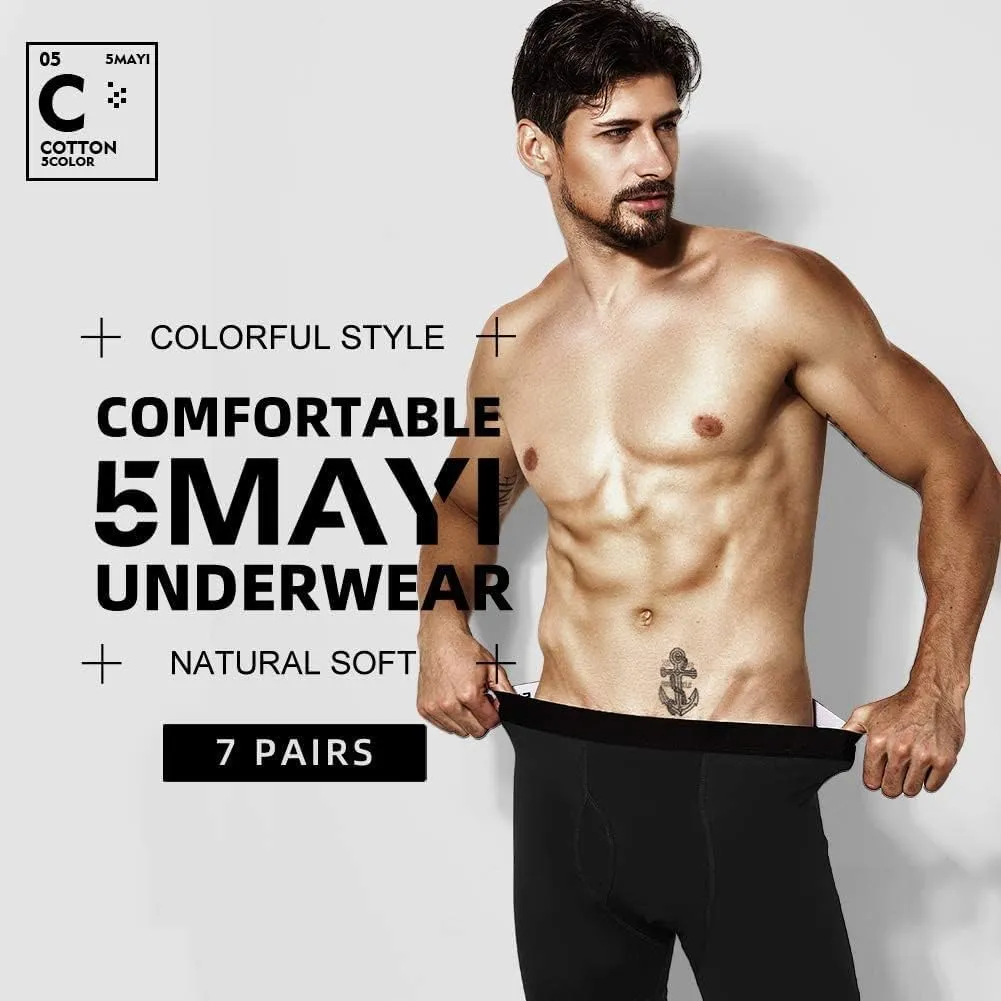 5Mayi Men's Underwear Boxer Briefs Cotton Regular Long Mens Boxer Briefs Underwear Men Pack S M L XL XXL