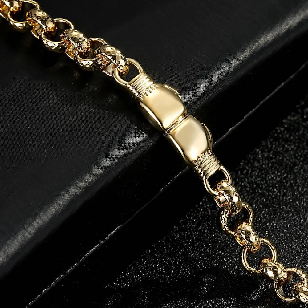 8mm Kids Gold Filled Double Boxing Glove Belcher Bracelet 6/6.5 Inch