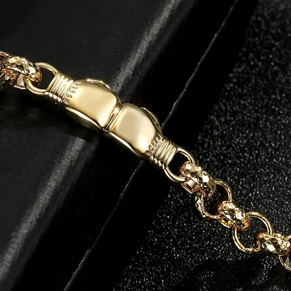 8mm Kids Gold Filled Double Boxing Glove Belcher Bracelet 6/6.5 Inch
