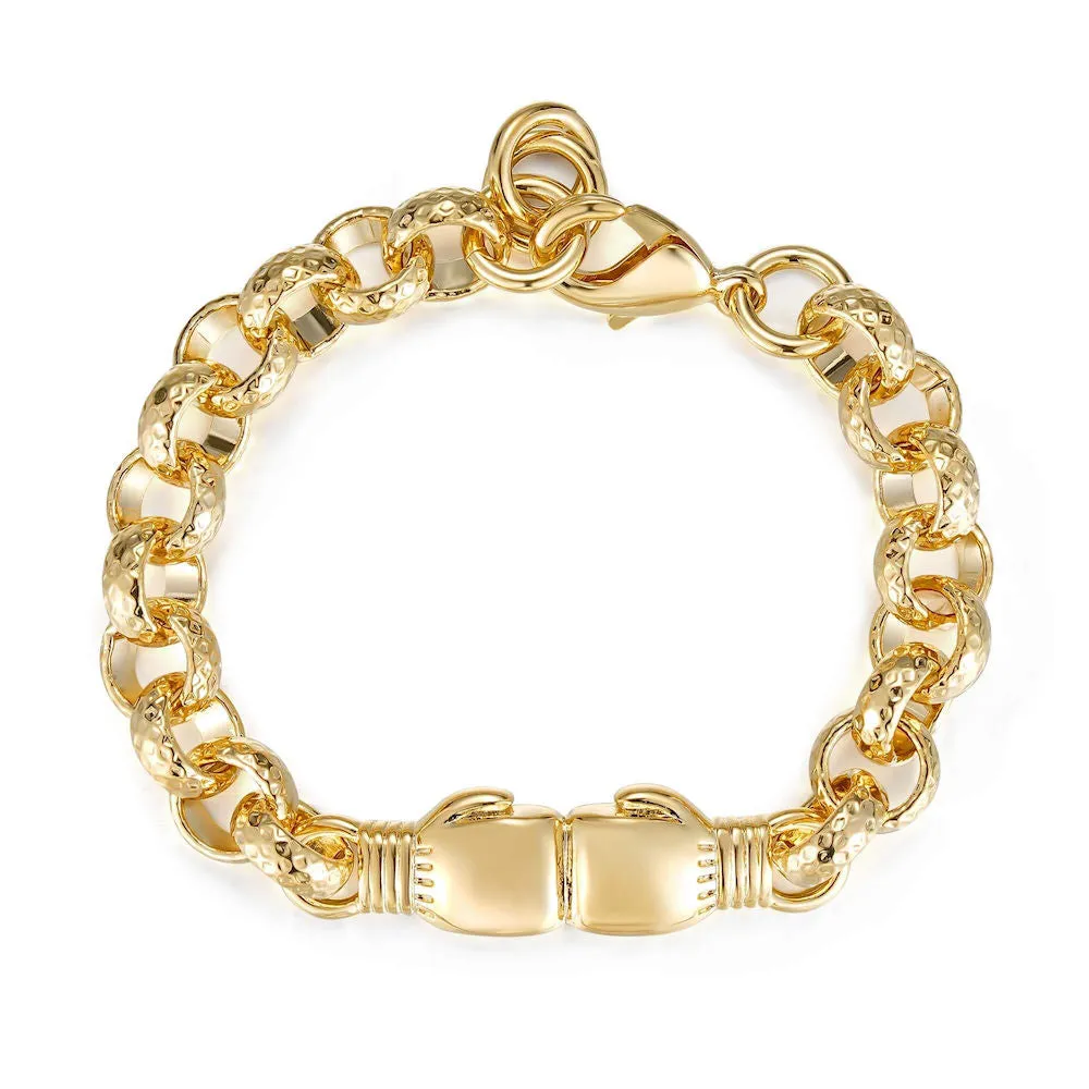 8mm Kids Gold Filled Double Boxing Glove Belcher Bracelet 6/6.5 Inch