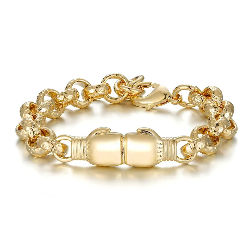 8mm Kids Gold Filled Double Boxing Glove Belcher Bracelet 6/6.5 Inch