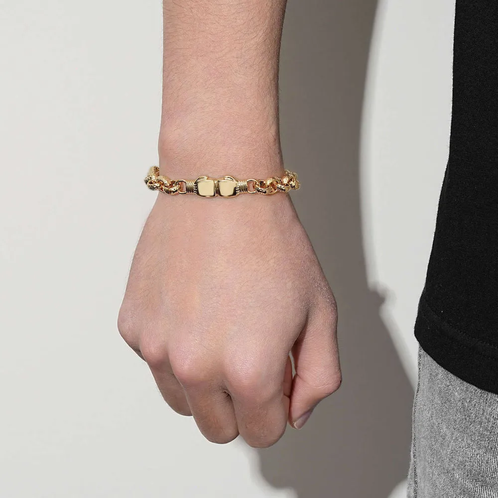 8mm Kids Gold Filled Double Boxing Glove Belcher Bracelet 6/6.5 Inch