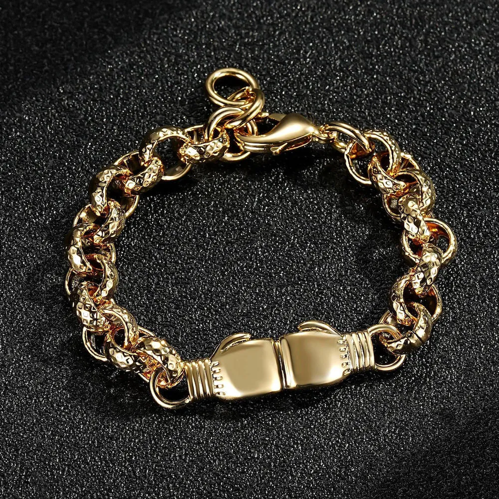 8mm Kids Gold Filled Double Boxing Glove Belcher Bracelet 6/6.5 Inch