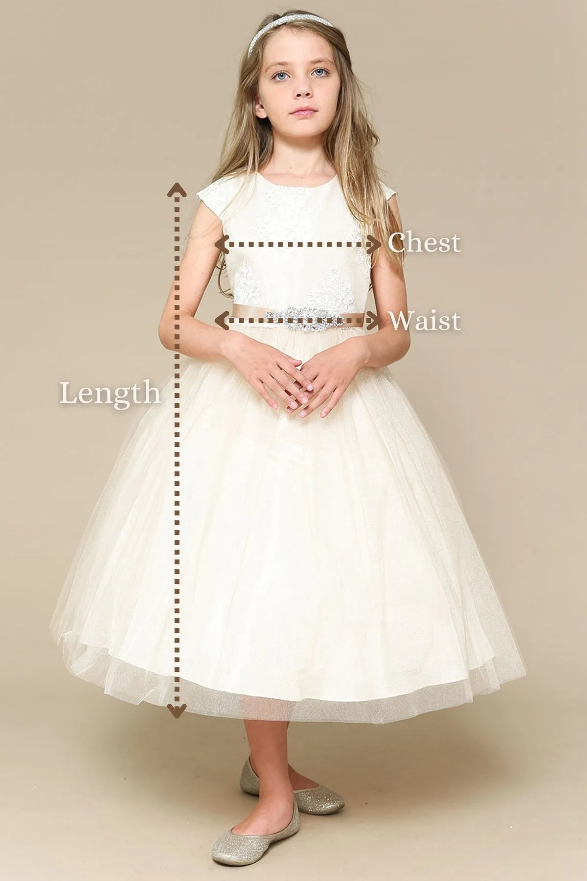 Abigail Satin Two-Tone Girls Dress with Swirl Rhinestone Belt and Plus Size