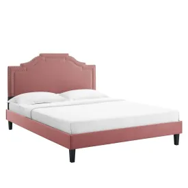 Adelaide Performance Velvet Full Platform Bed By Modway - MOD-6858 - Dusty Rose