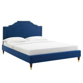 Adelaide Performance Velvet King Platform Bed By Modway - MOD-6863 - Navy