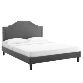 Adelaide Performance Velvet King Platform Bed By Modway - MOD-6864 - Charcoal
