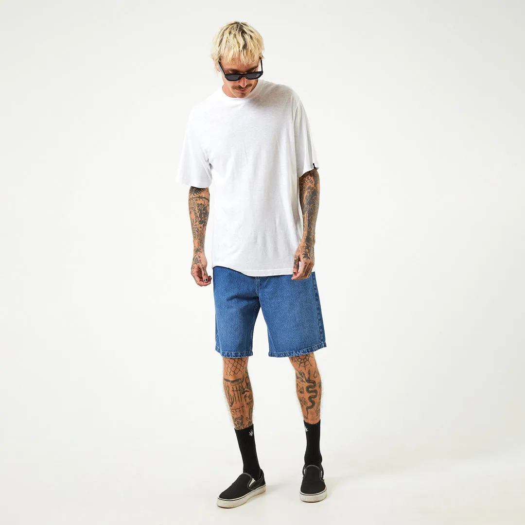 AFENDS Mens Lil C - Denim Baggy Fit Short - Authentic Blue