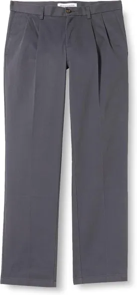 Amazon Essentials Men's Classic-Fit Wrinkle-Resistant Pleated Chino Pant (Available in Big & Tall)