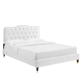 Amber Performance Velvet Twin Platform Bed By Modway - MOD-6779 - White
