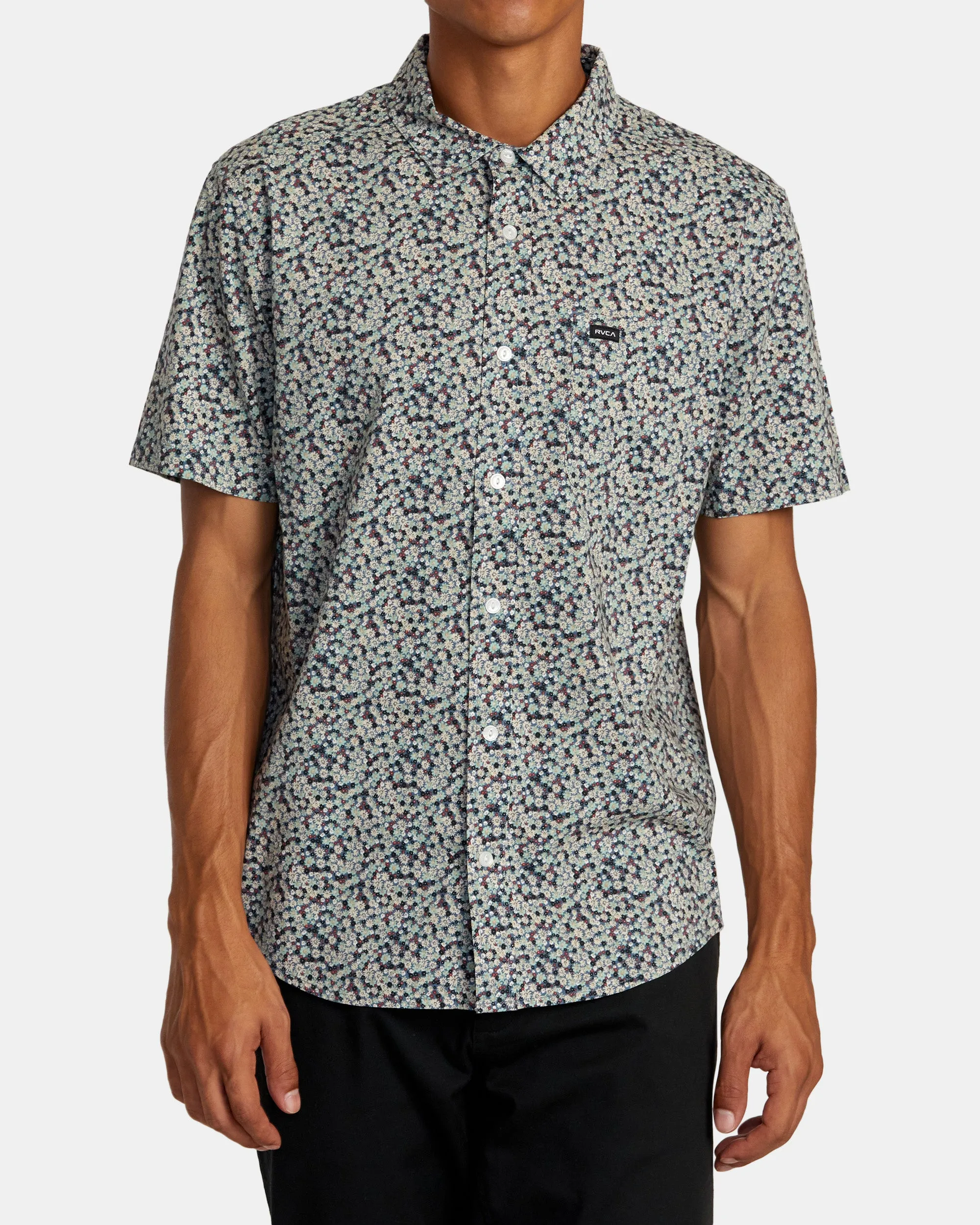 Anytime Short Sleeve Woven Shirt - Green Haze