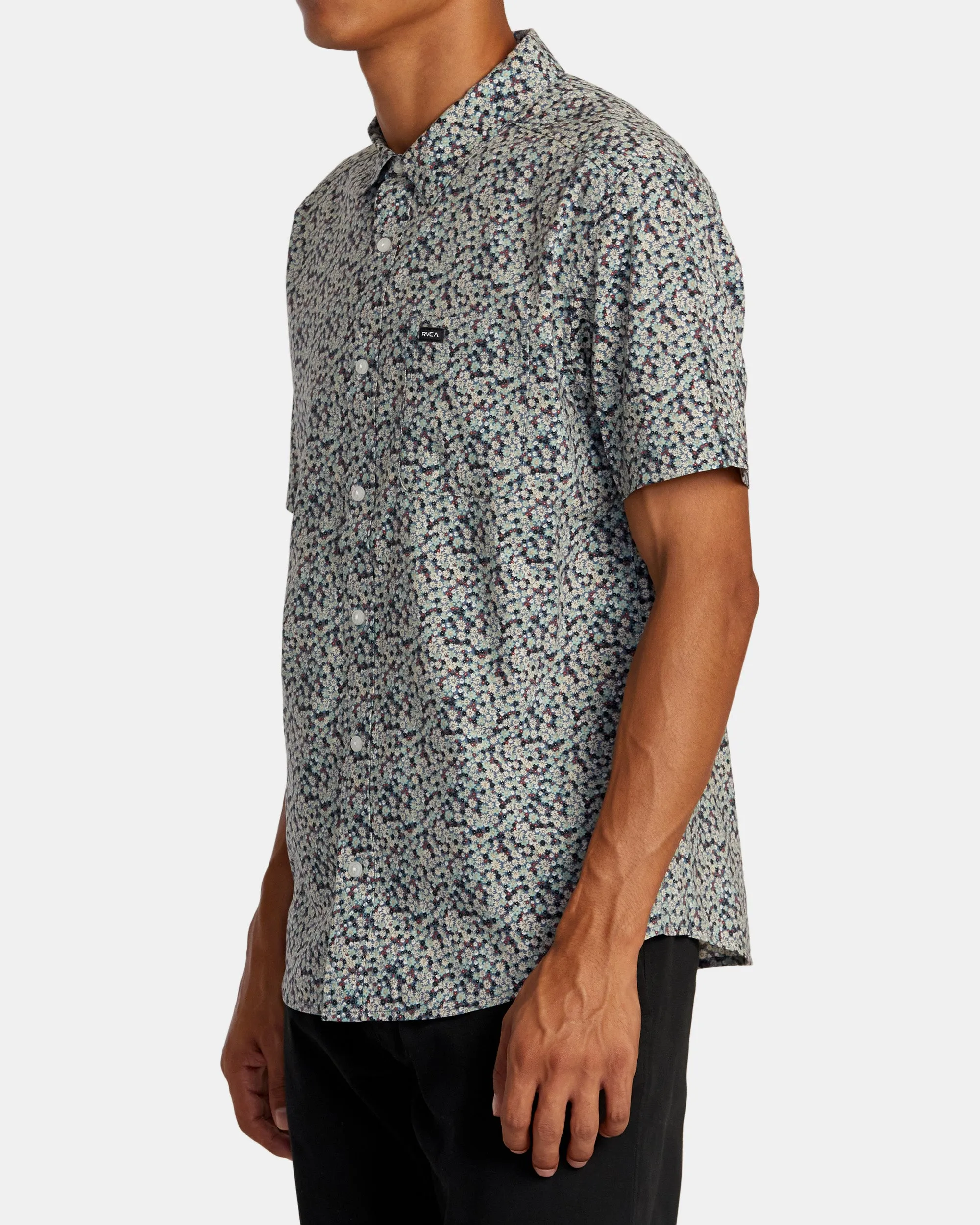 Anytime Short Sleeve Woven Shirt - Green Haze
