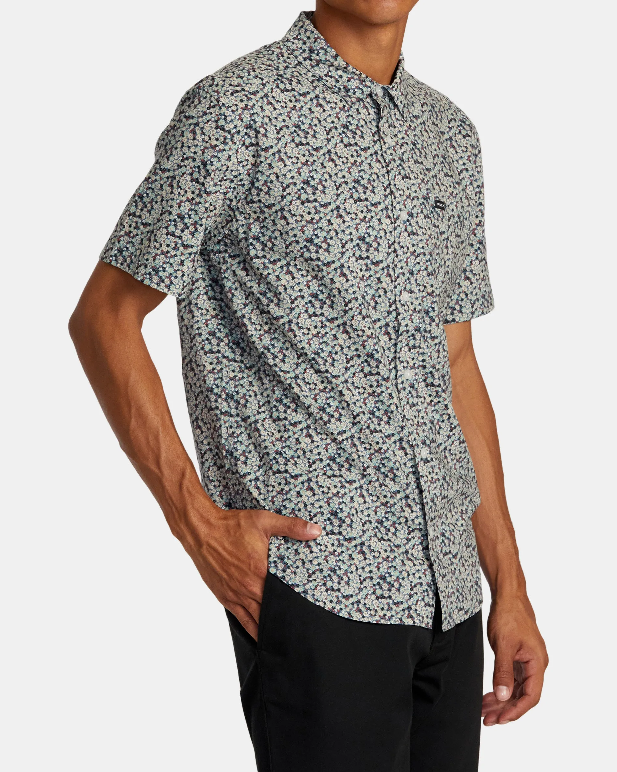 Anytime Short Sleeve Woven Shirt - Green Haze