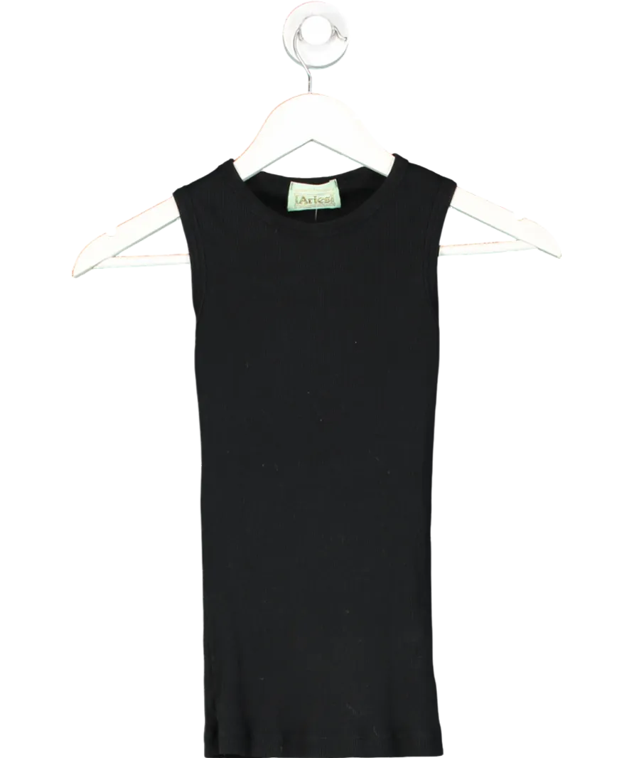 Aries Black Ribbed Tank Top UK XS