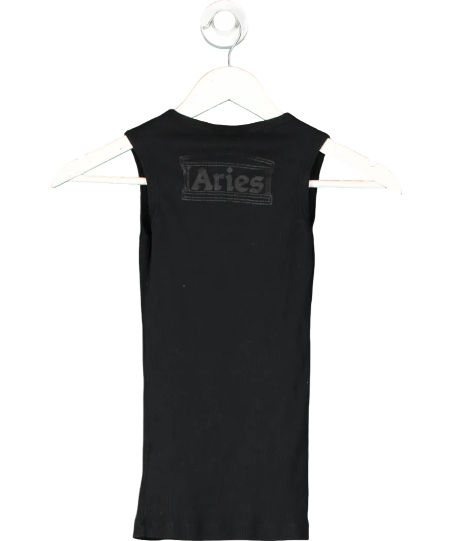 Aries Black Ribbed Tank Top UK XS