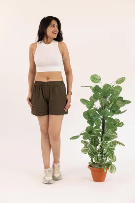 Army Green Women's Thigh-Length Shorts