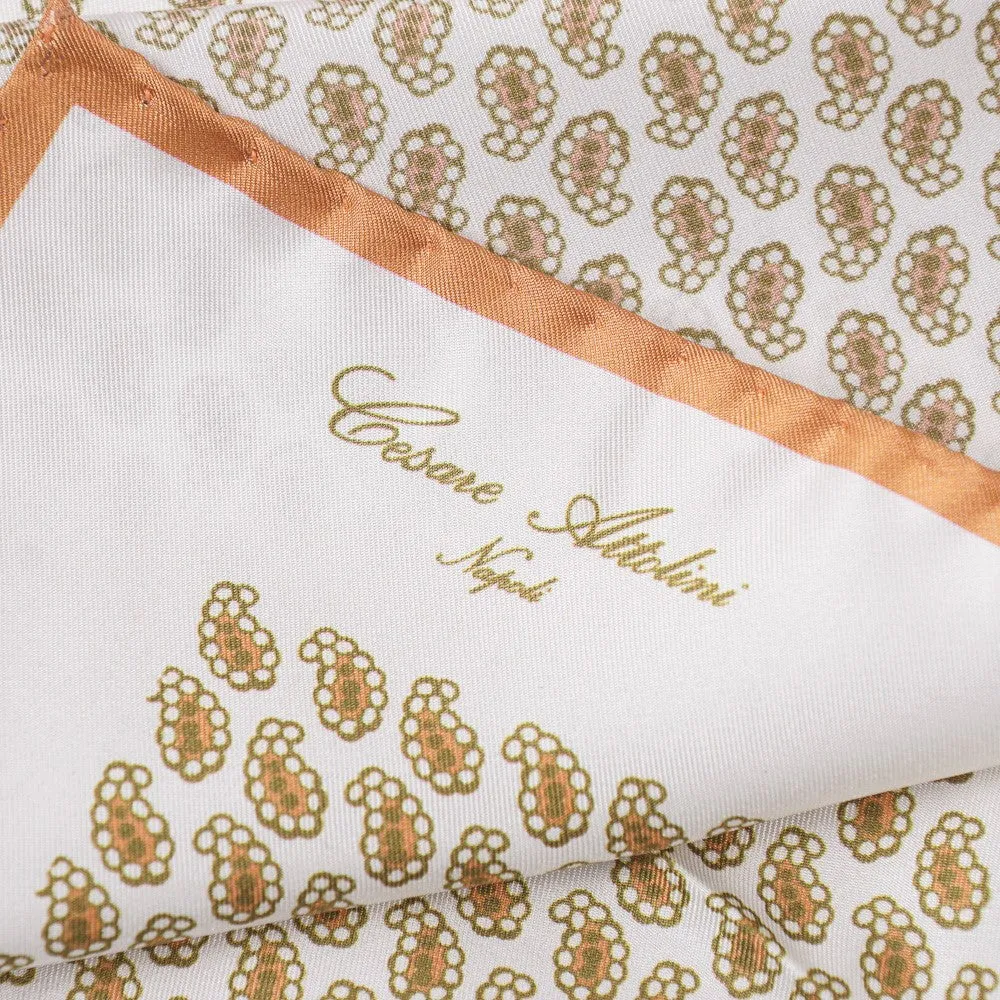 Attolini Paisley Print Silk Pocket Square