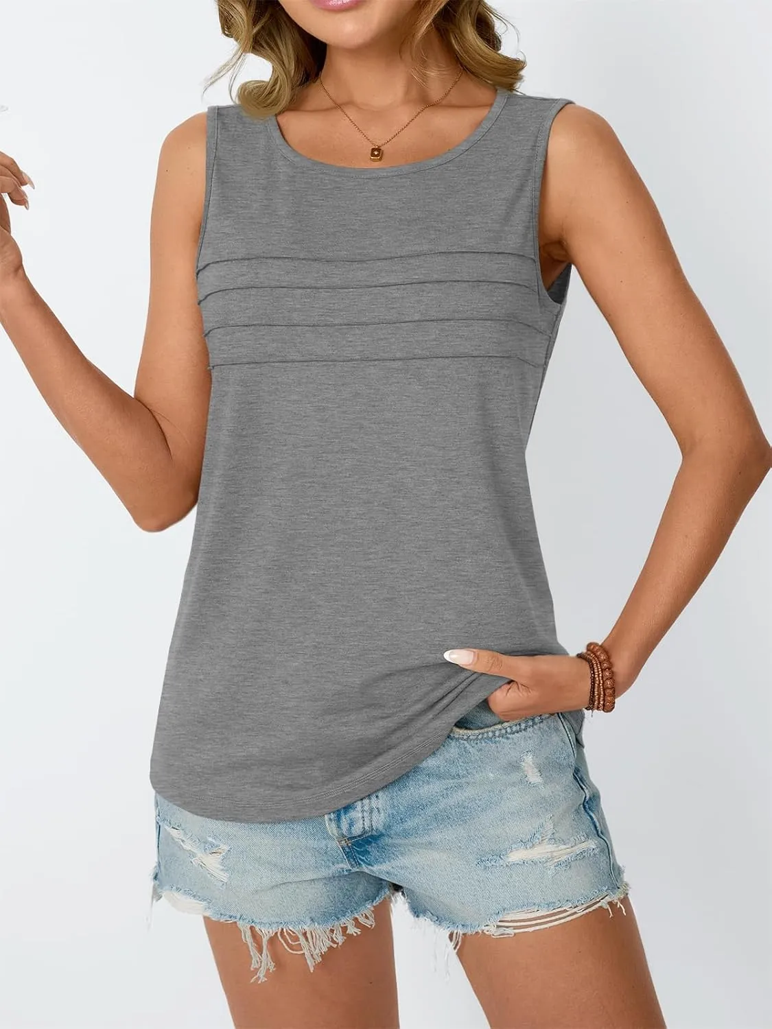 AUTOMET Womens Tank Tops 2025 Summer Dressy Casual Blouses Sleeveless Flowy Crewneck Outfits Basic Trendy Clothes
