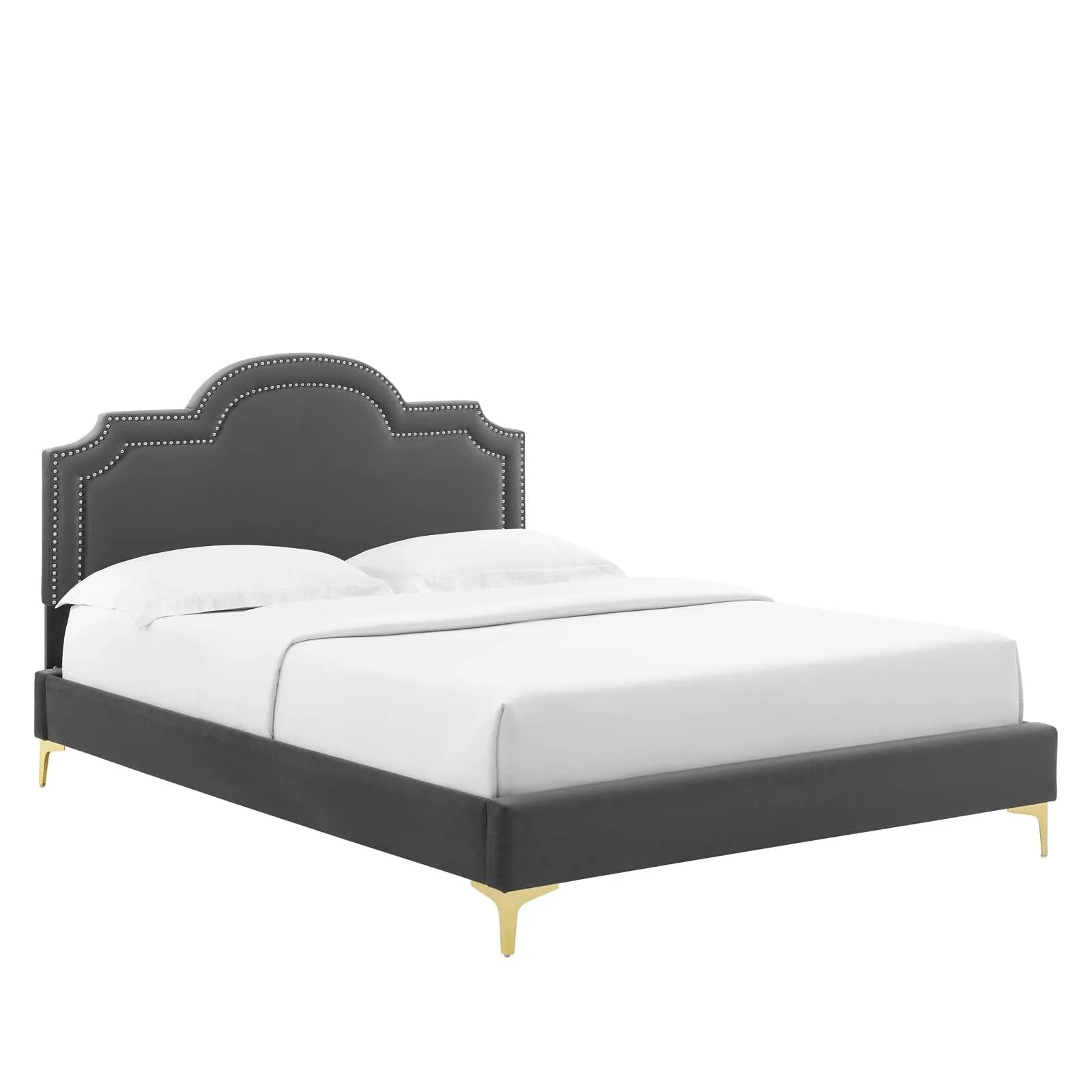 Aviana Performance Velvet Queen Bed By Modway - MOD-6819 - Charcoal