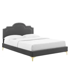 Aviana Performance Velvet Queen Bed By Modway - MOD-6819 - Charcoal