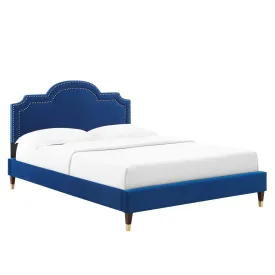 Aviana Performance Velvet Queen Bed By Modway - MOD-6824 - Navy