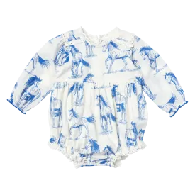 Baby Girls Charlie Bubble - Blue Horses