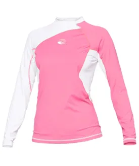 Bare Womens LONG Sleeve PINK Watershirt Rash Guard with 50  SPF UV Protection