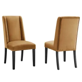 Baron Performance Velvet Dining Chairs - Set of 2 By Modway - EEI-5012 - Cognac