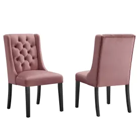 Baronet Performance Velvet Dining Chairs - Set of 2 By Modway - EEI-5013 - Dusty Rose