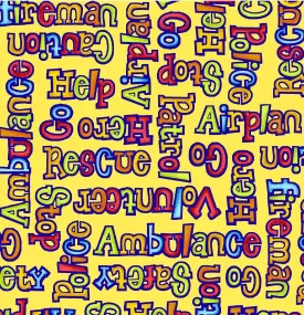 Be My Hero Words YELLOW 1020-44.Priced per 25cm