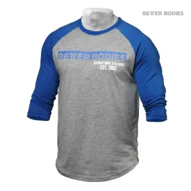 Better Bodies Mens Baseball Tee - Blue-Grey Melange