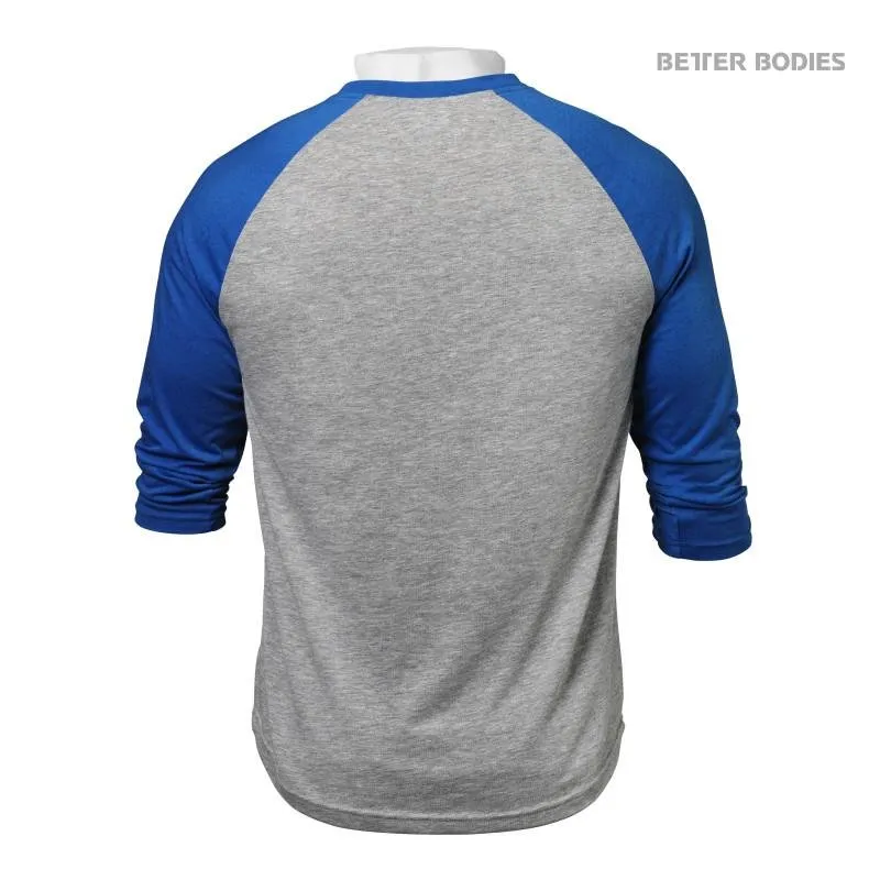 Better Bodies Mens Baseball Tee - Blue-Grey Melange