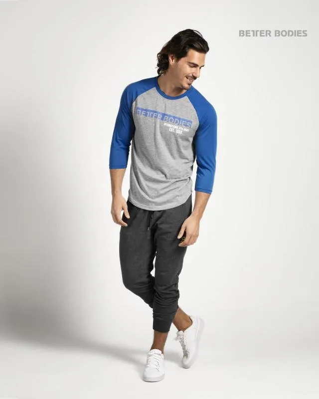 Better Bodies Mens Baseball Tee - Blue-Grey Melange