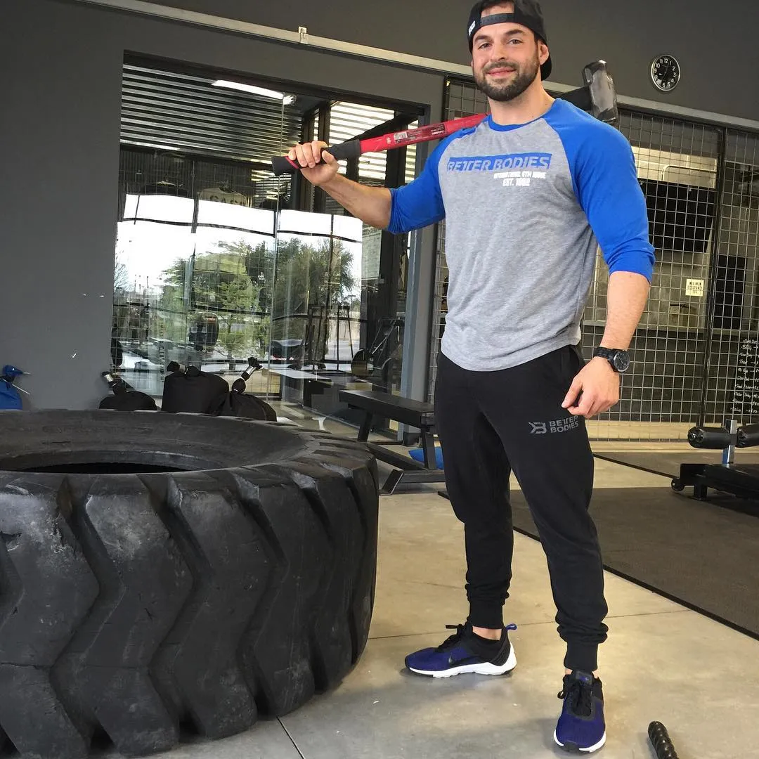 Better Bodies Mens Baseball Tee - Blue-Grey Melange