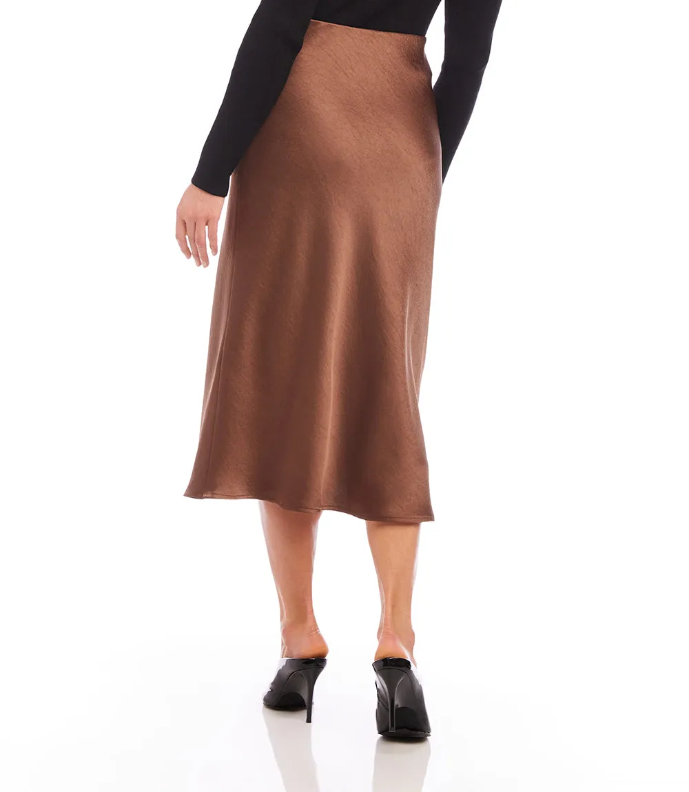 Bias Cut Satin Midi Skirt