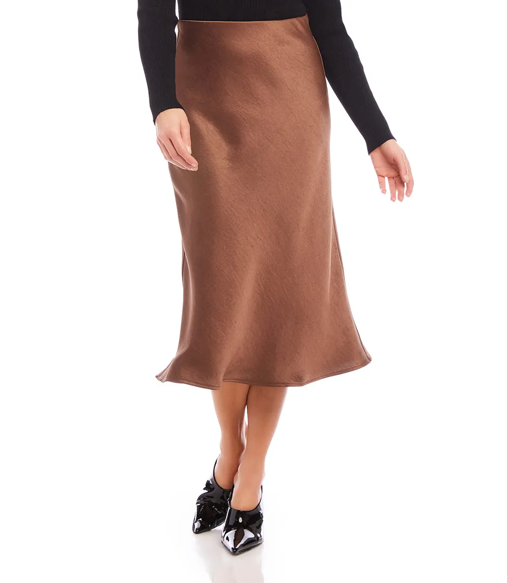 Bias Cut Satin Midi Skirt