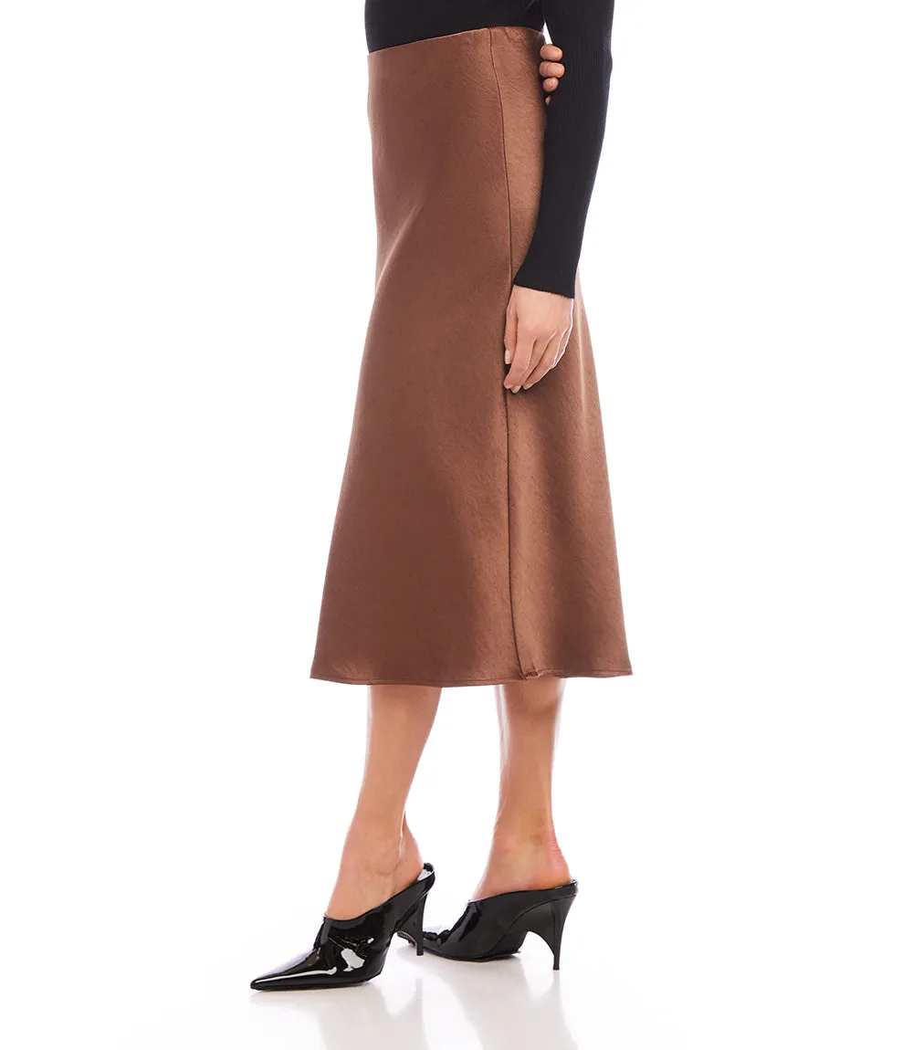 Bias Cut Satin Midi Skirt