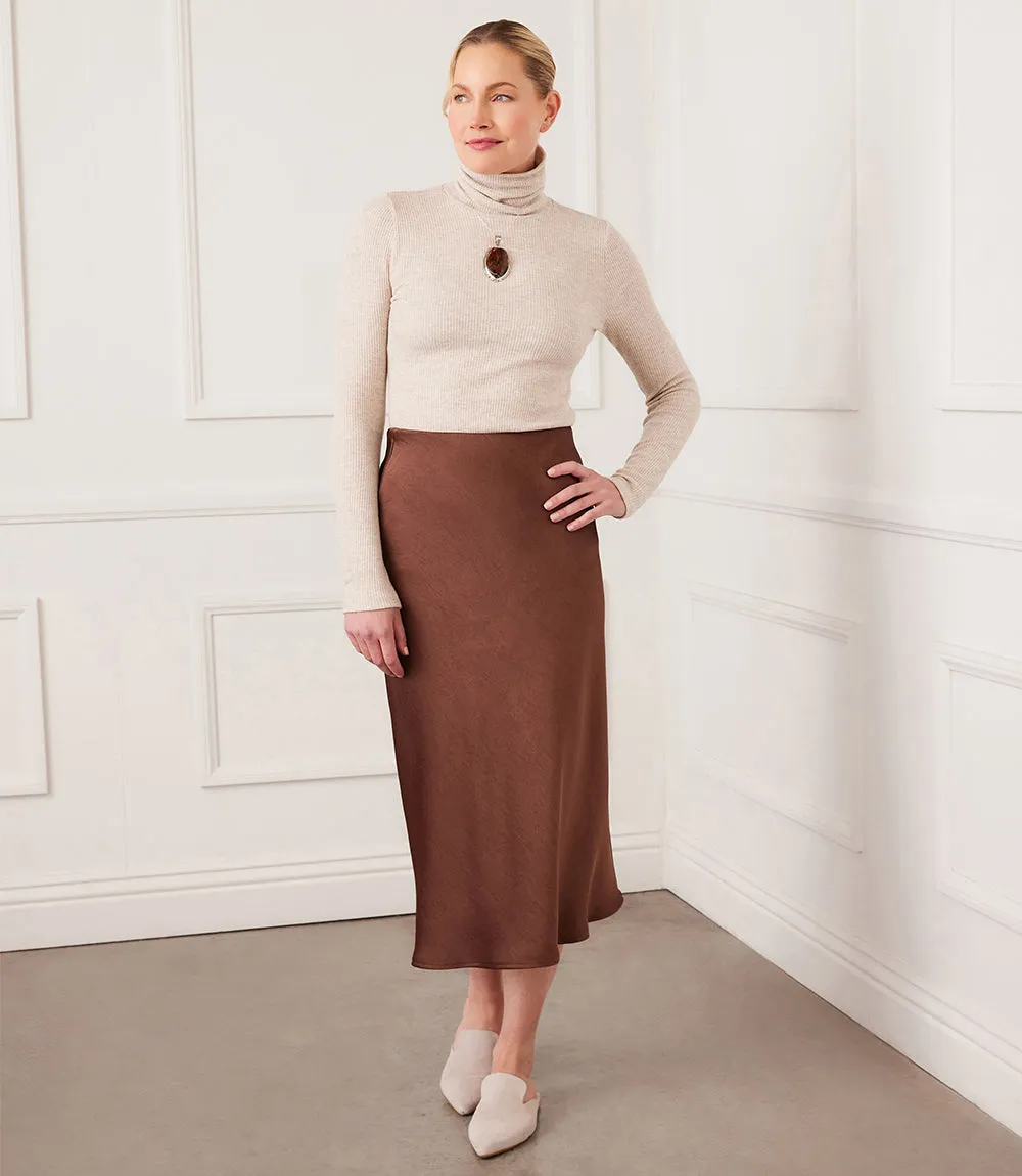 Bias Cut Satin Midi Skirt