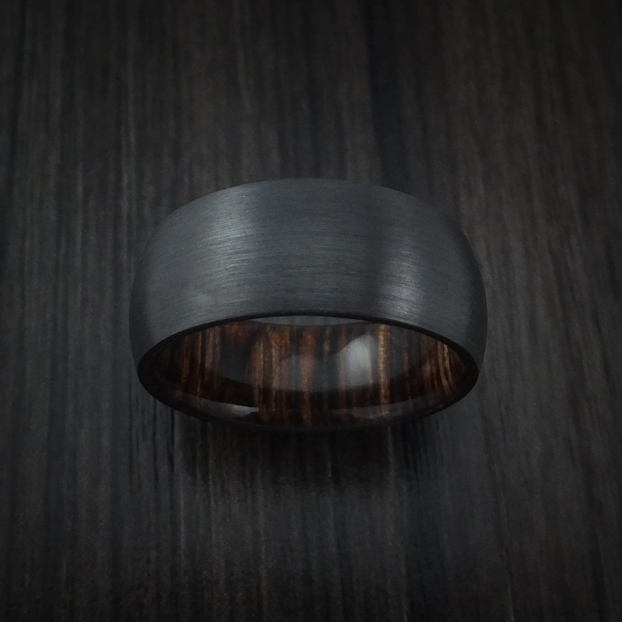 Black Zirconium and Ziricote Hardwood Sleeve Men's Ring Custom Made