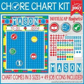Bottle Cap Job Chart {Bright Bricks} PRINTABLE