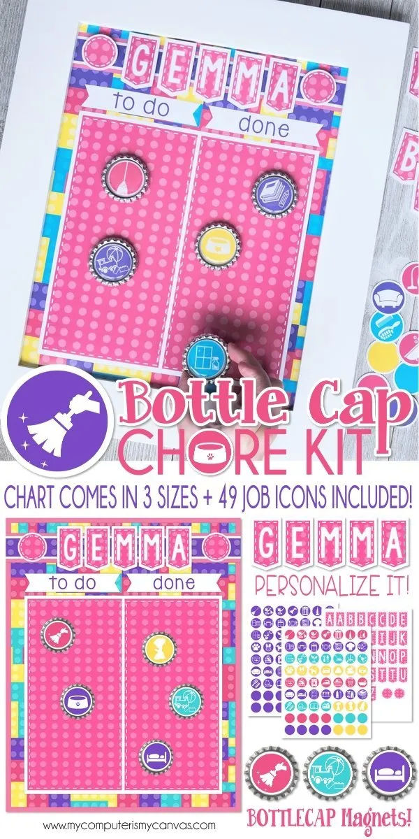 Bottle Cap Job Chart {Pastel Bricks} PRINTABLE